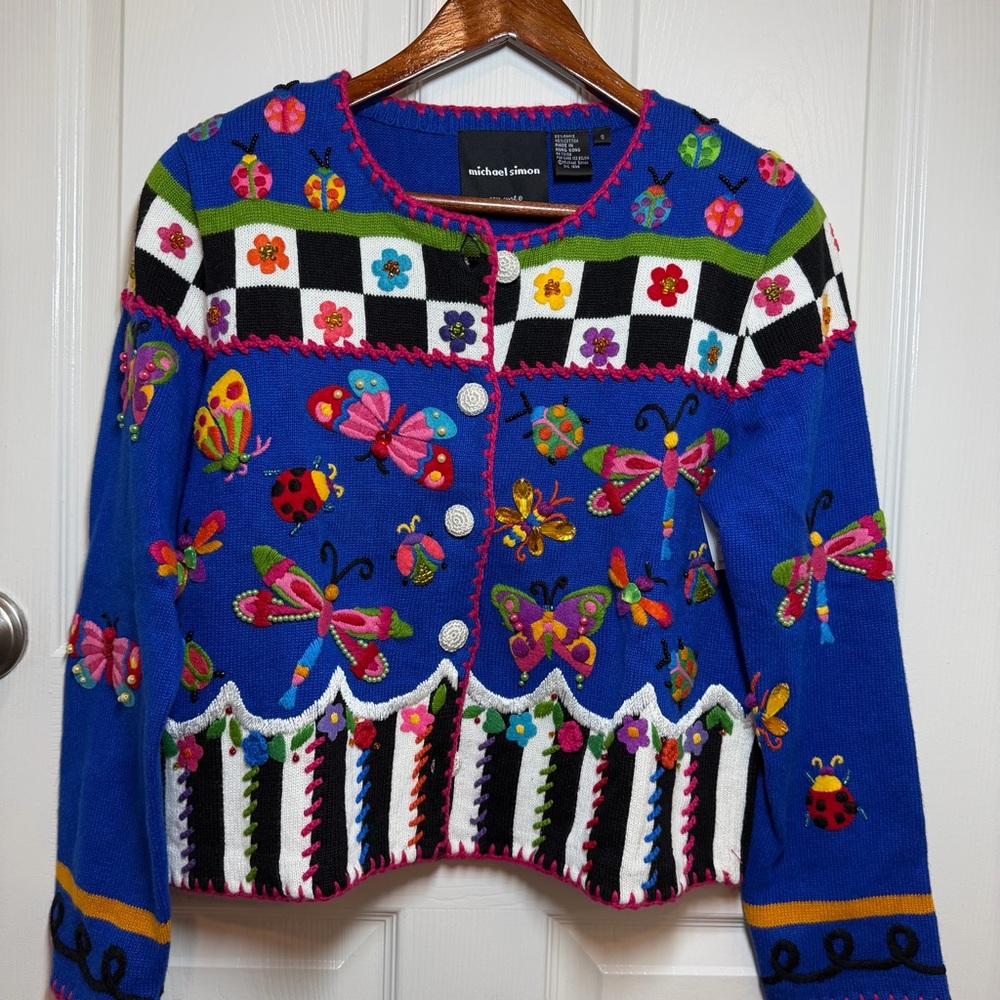 rare vintage michael simon butterfly sweater NWT